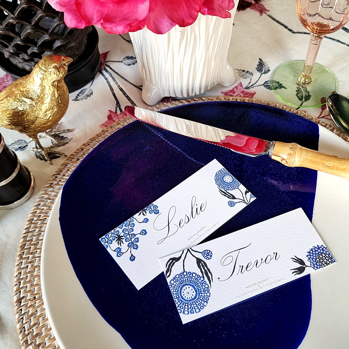 Marian McEvoy: Floral Fantasia - Custom Place Cards - Laydown