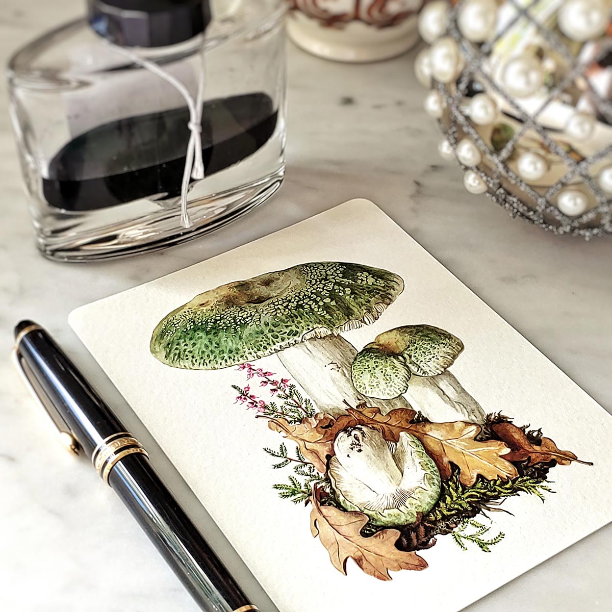 Verdigris Mushrooms - Pack of Note Cards