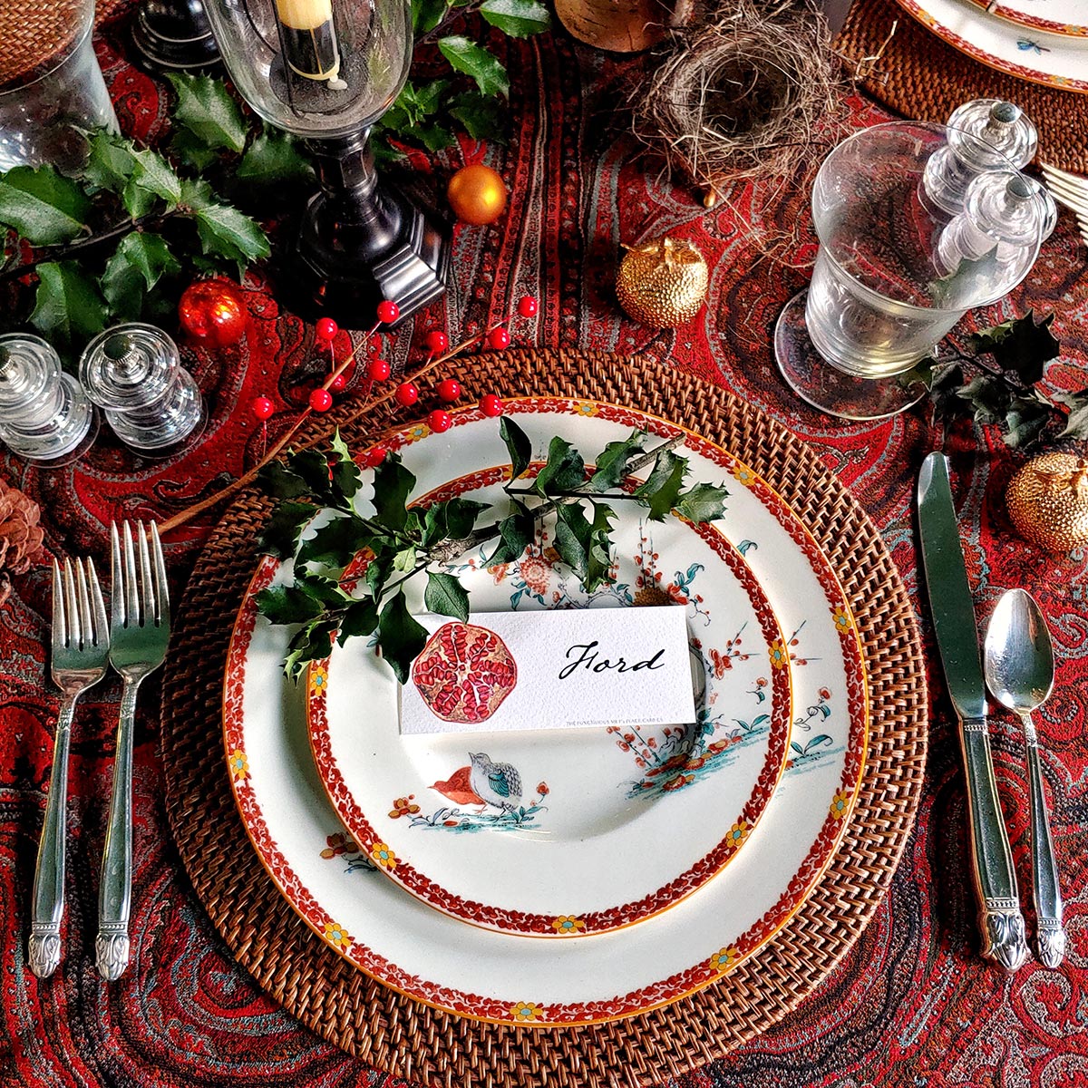 Pomegranate - Place Cards - Laydown