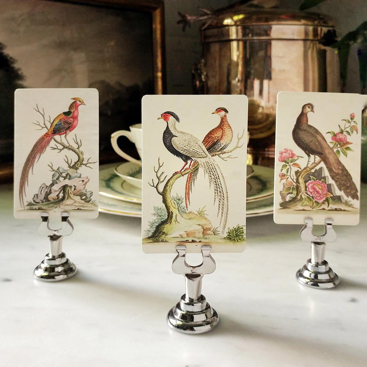 Fanciful Pheasants - Place Cards - Upright