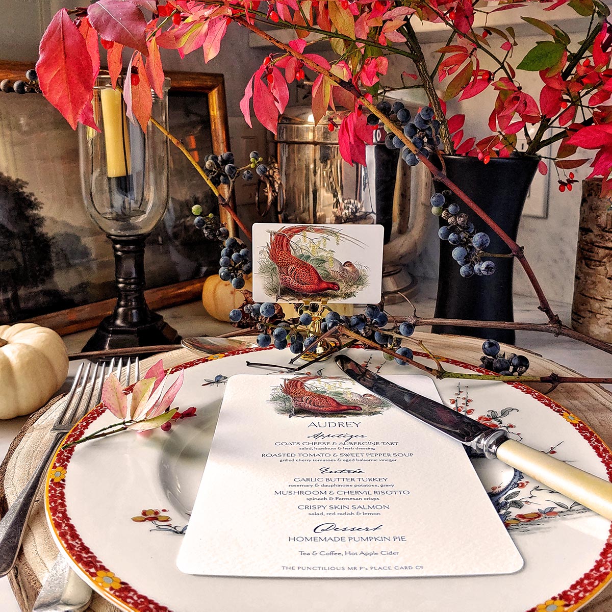 Fiery Pheasants - Menu Cards - s/4