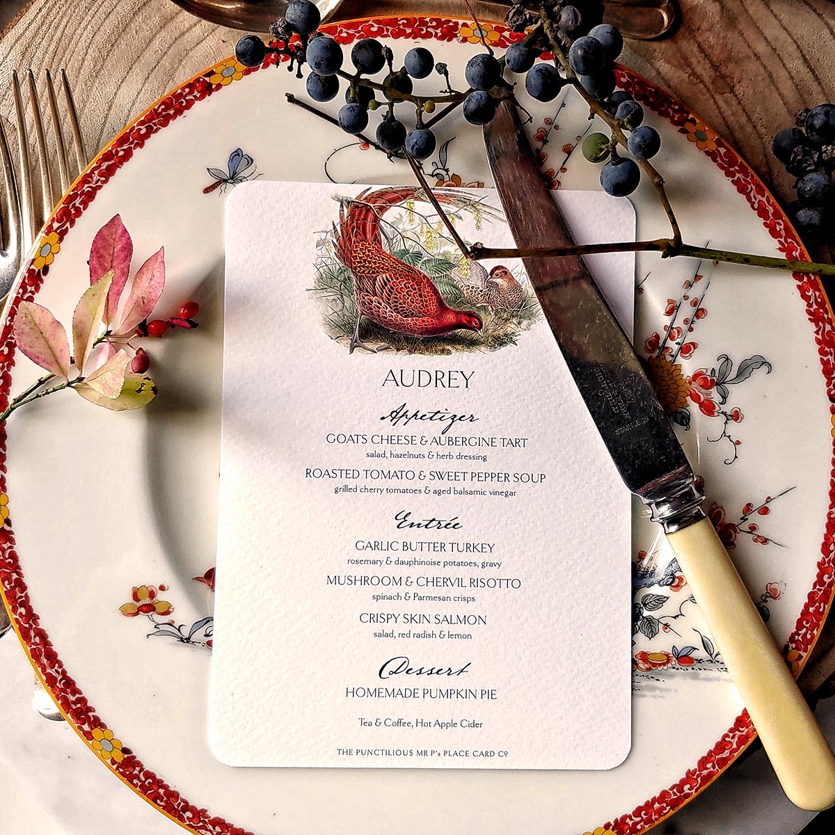 Fiery Pheasants - Menu Cards - s/4
