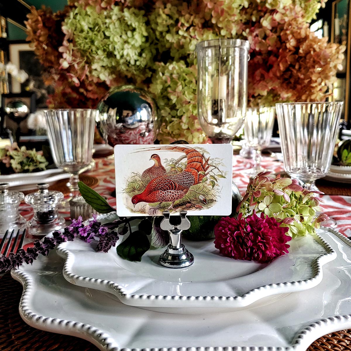 Fiery Pheasants - Place Cards - Upright