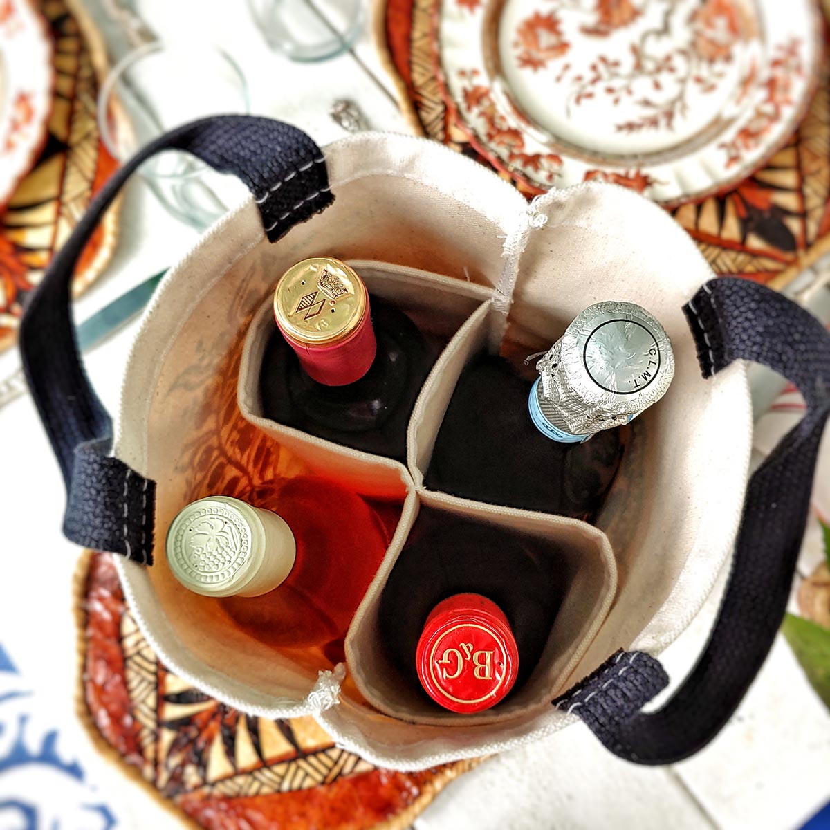 Marian McEvoy: 4 Bottle Tote Bag