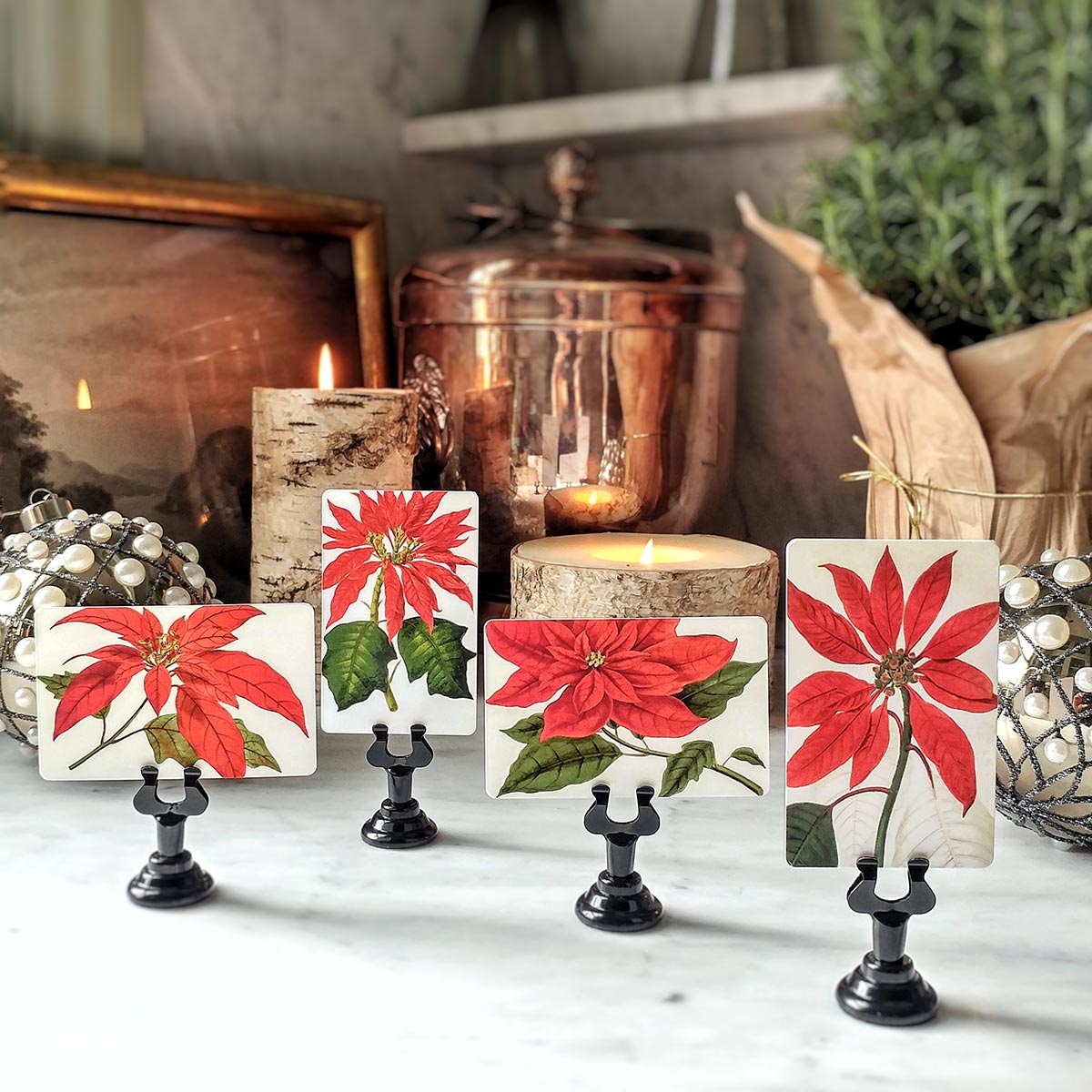 Poinsettia - Place Cards - Upright