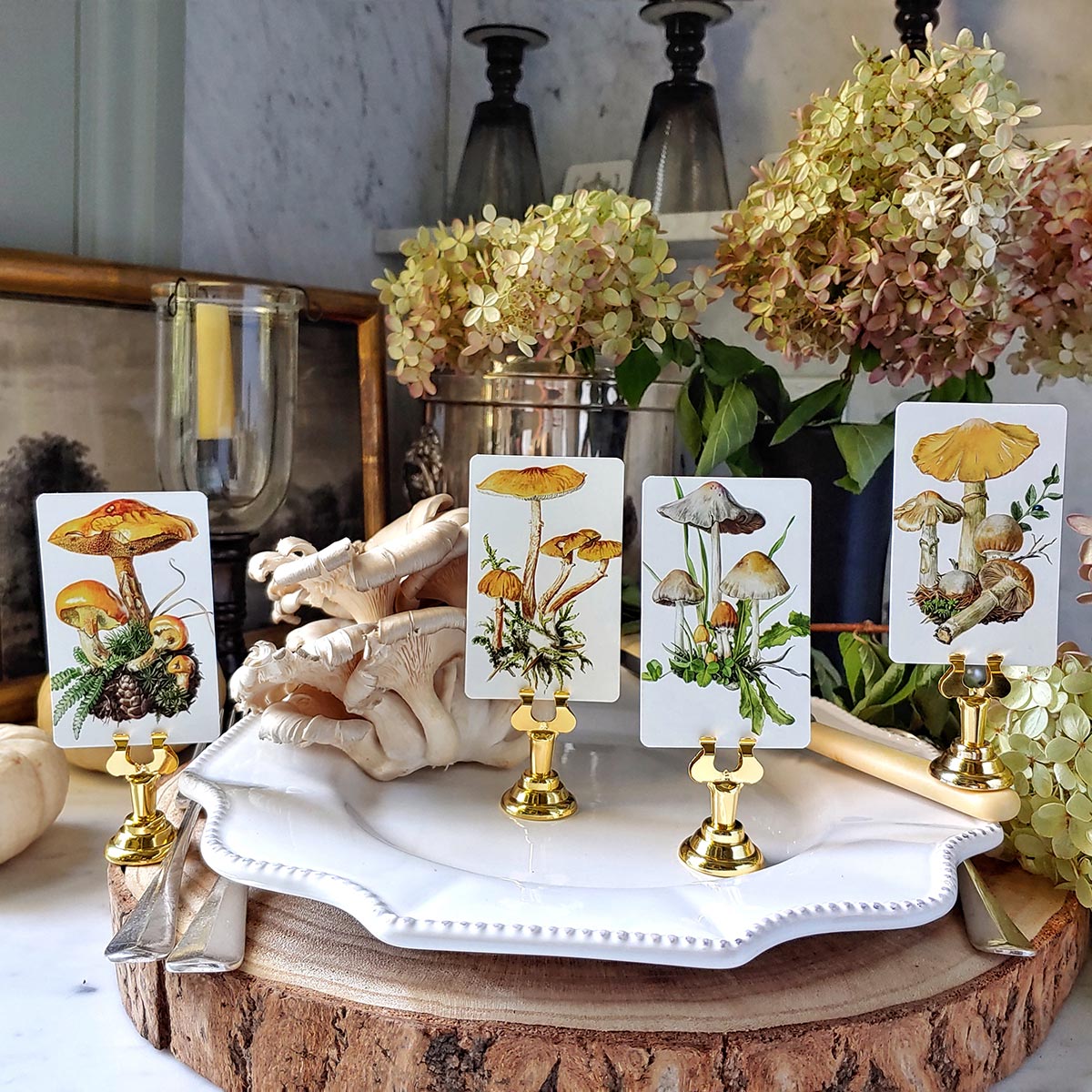 Saffron Parasol Mushrooms - Place Cards - Upright