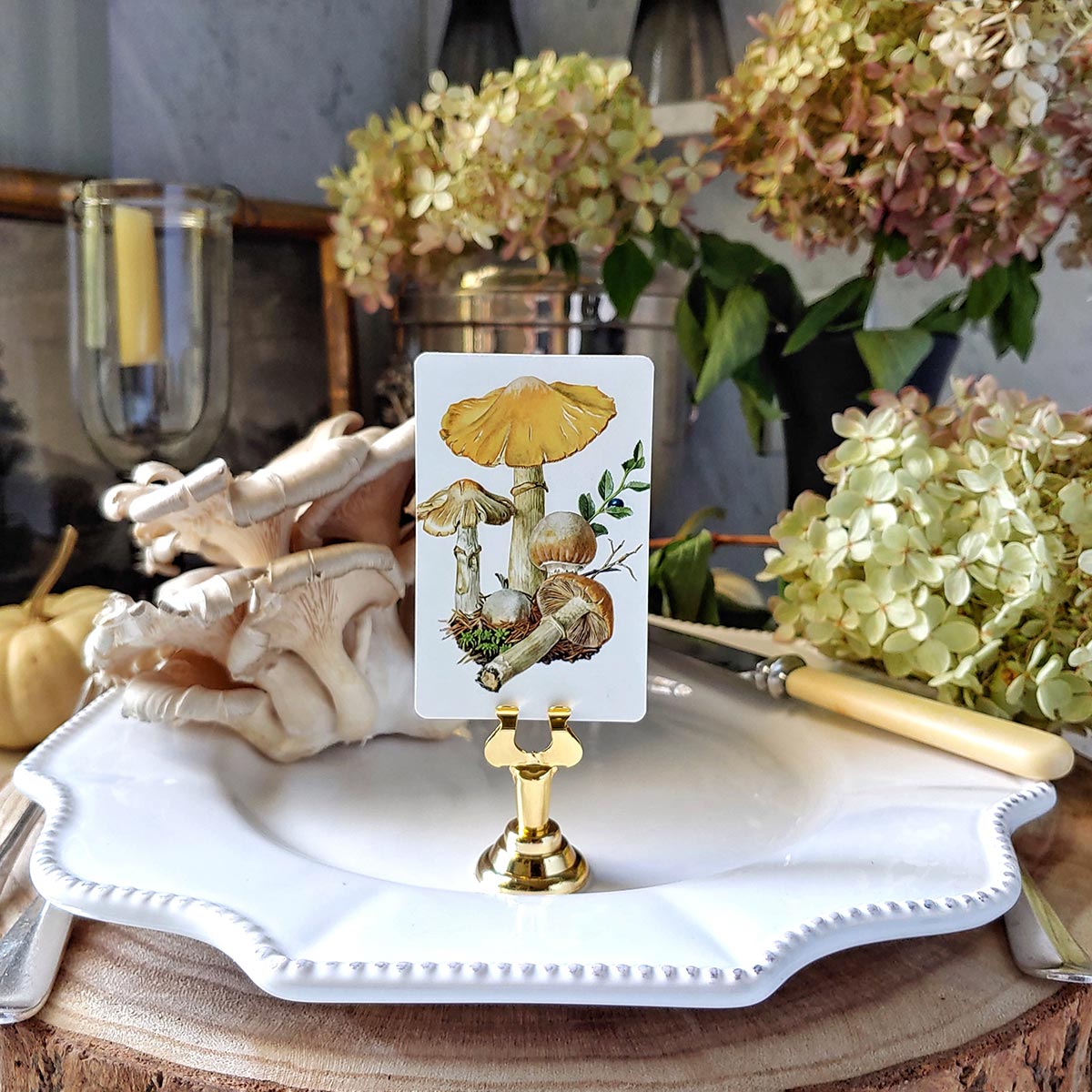 Saffron Parasol Mushrooms - Place Cards - Upright