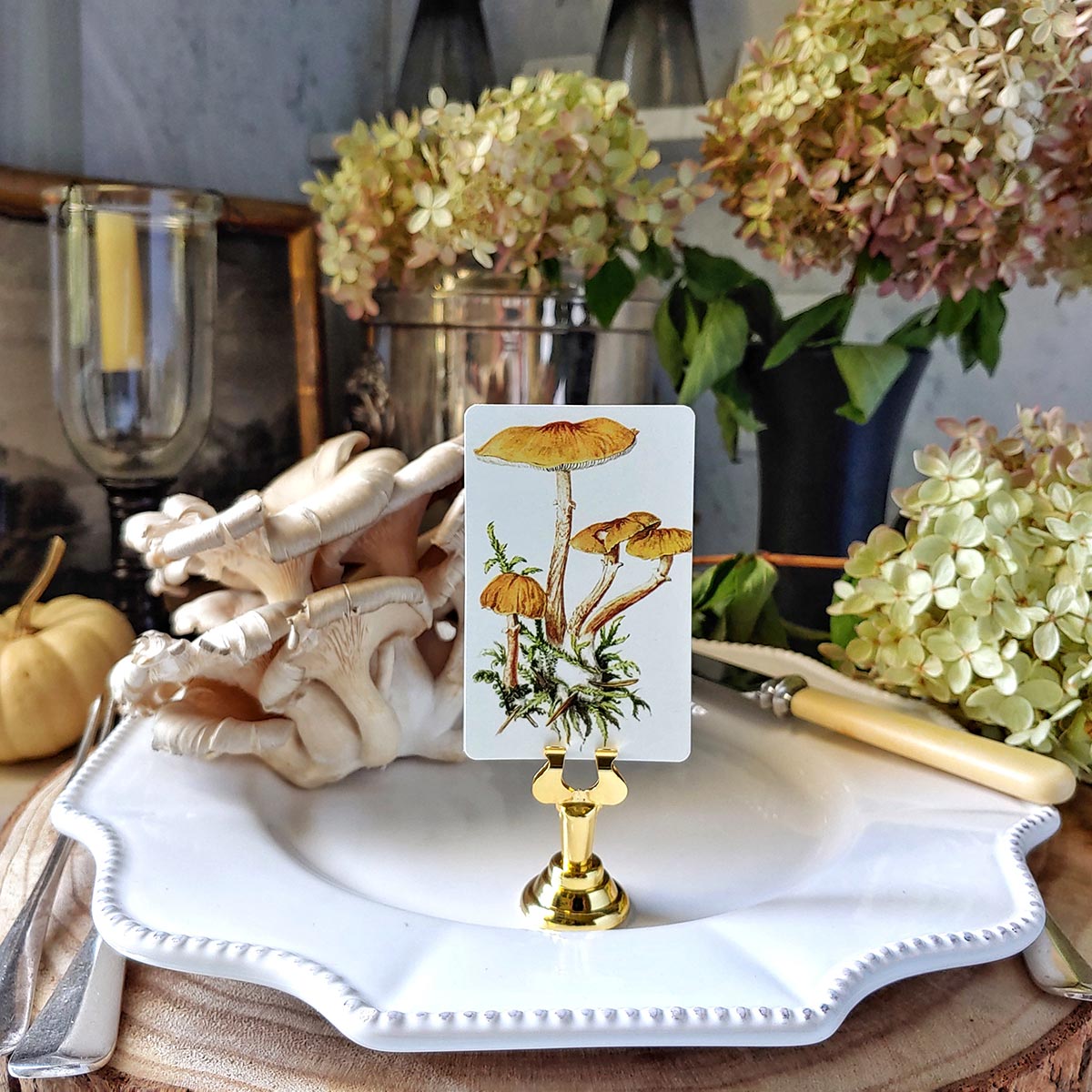 Saffron Parasol Mushrooms - Place Cards - Upright