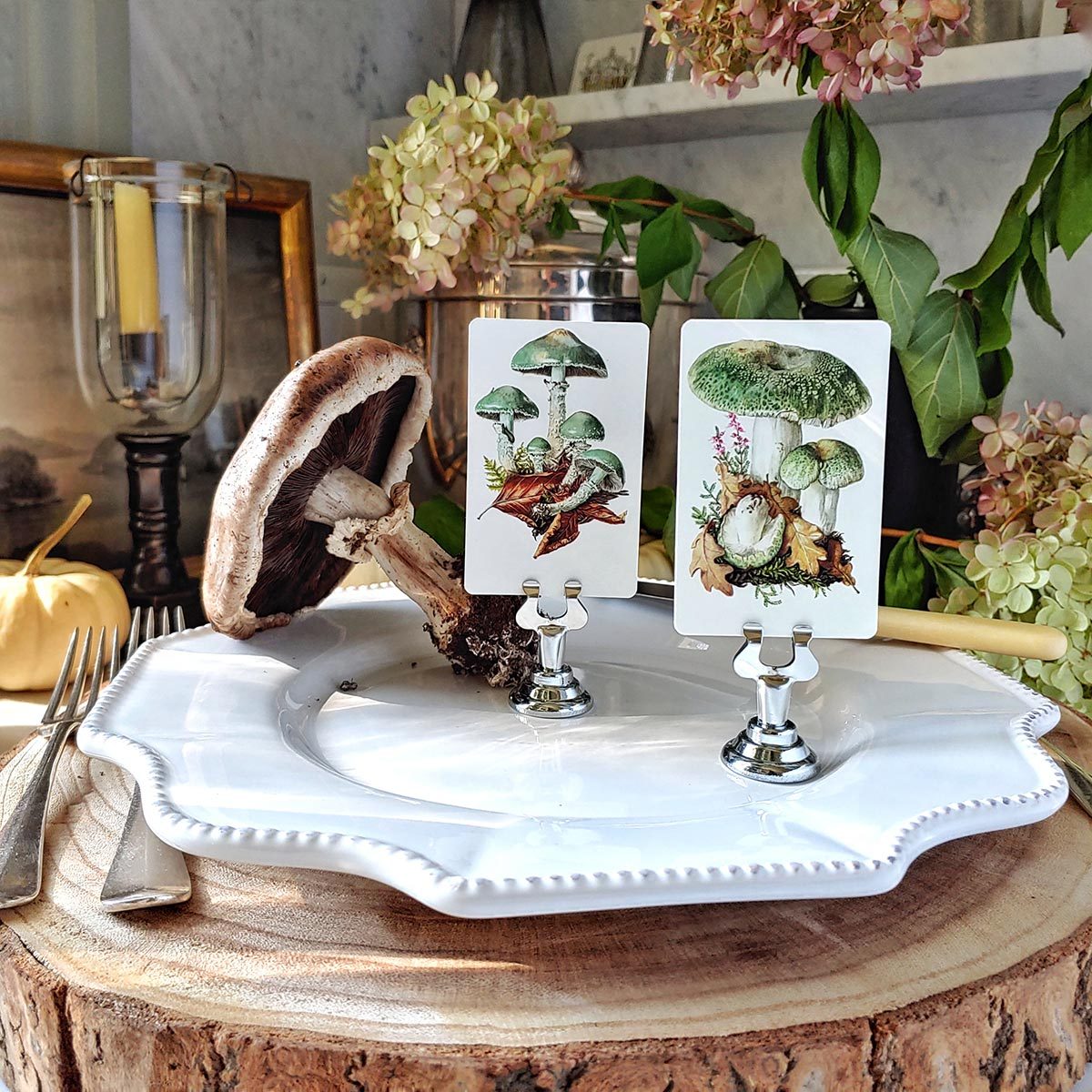 Verdigris Mushrooms - Place Cards - Upright