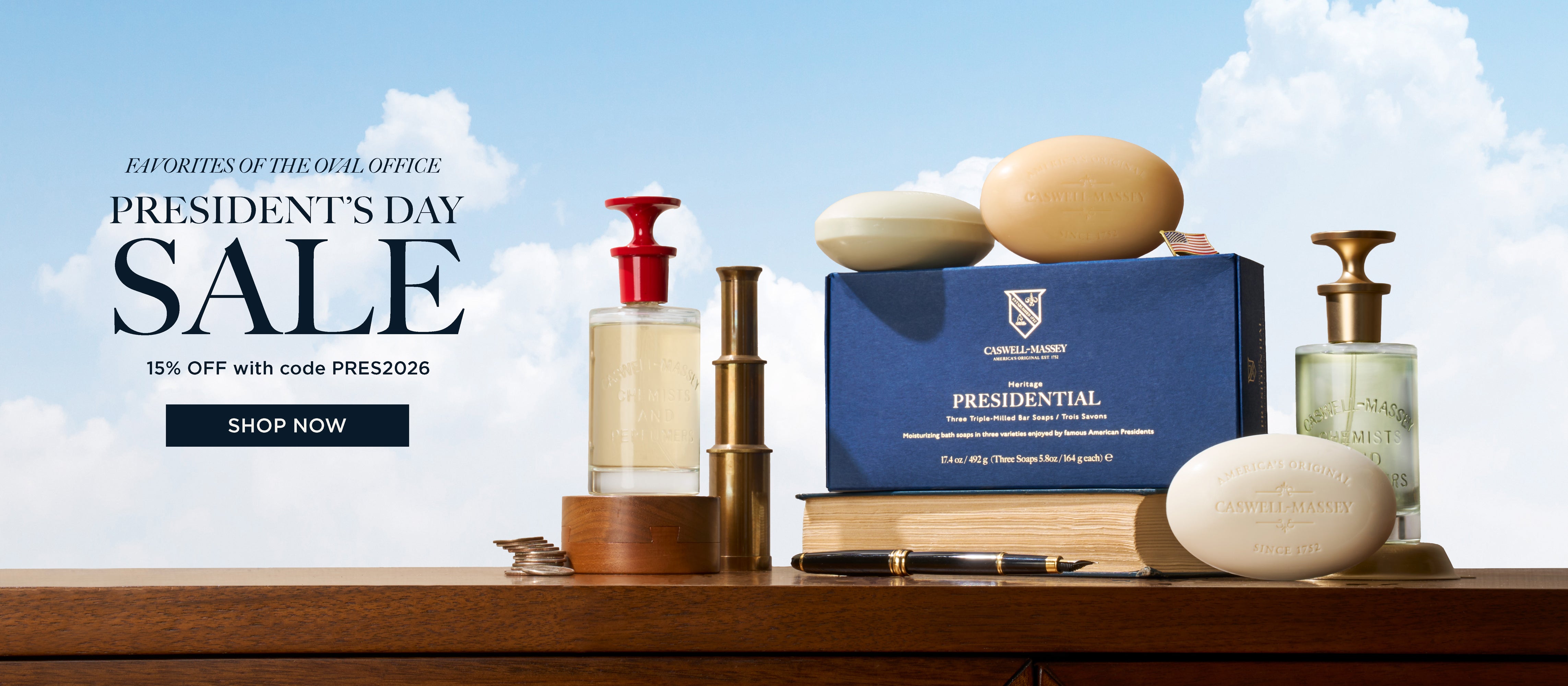 President's Day Sale: 15% Off the Caswell-Massey Presidential Favorites Collection. Use code: PRES2026