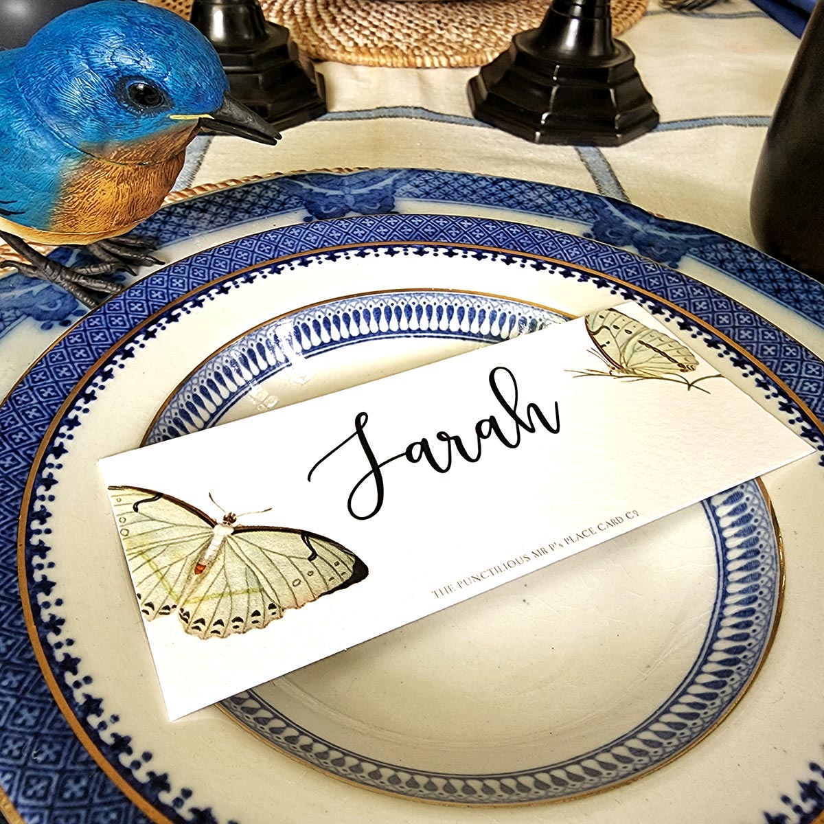 Blue Butterflies - Place Cards - Laydown
