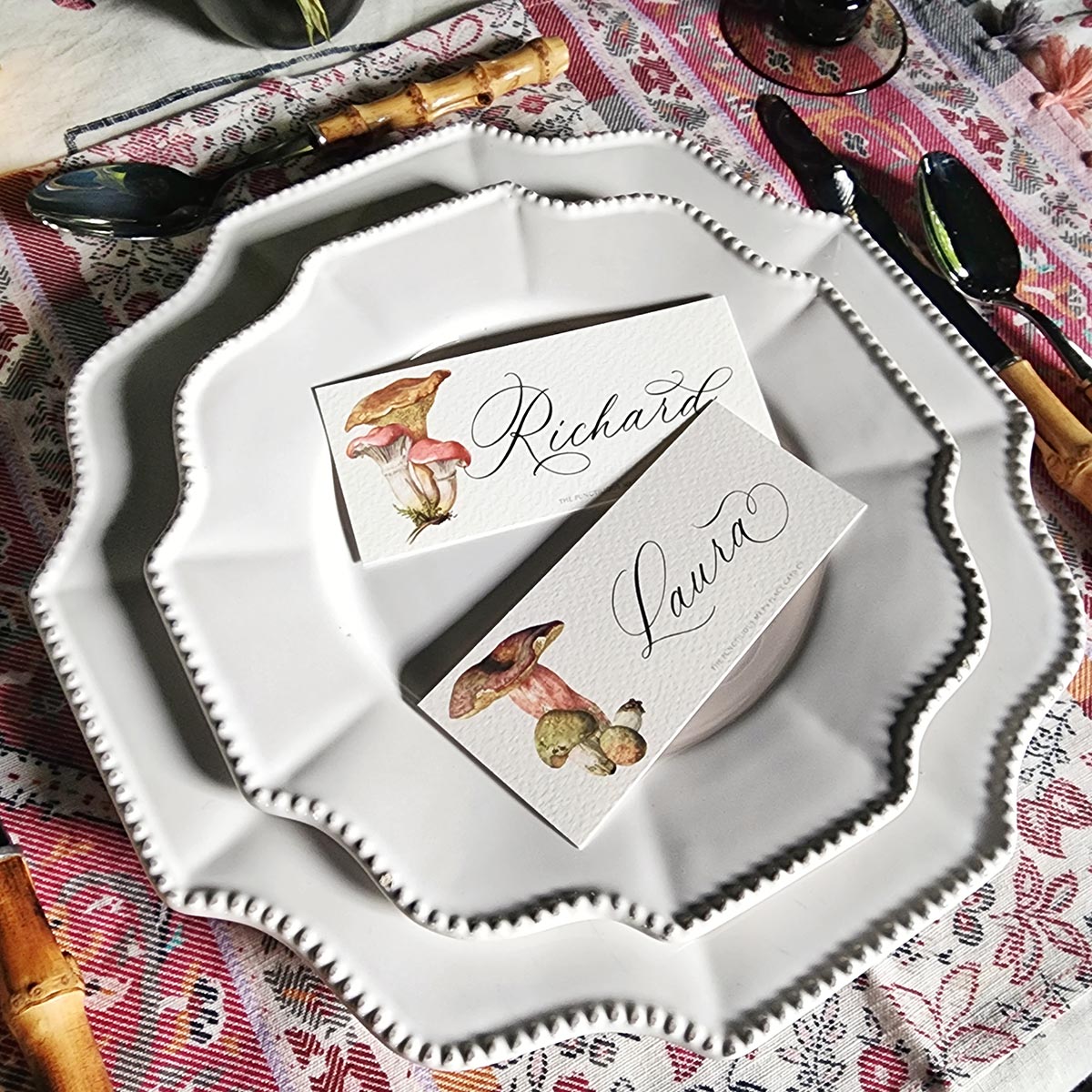 Russula Mushrooms - Place Cards - Laydown