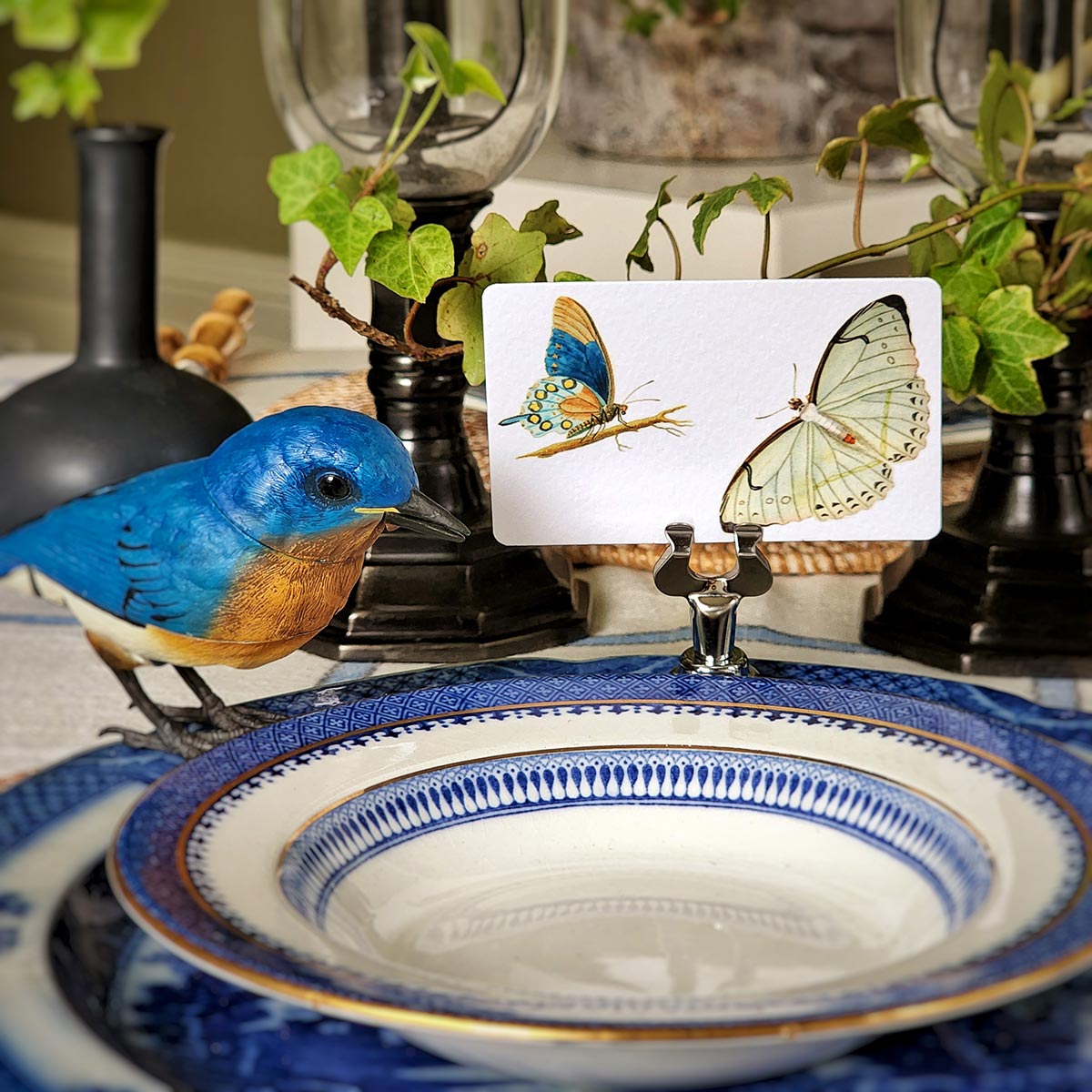 Blue Butterflies - Place Cards - Upright