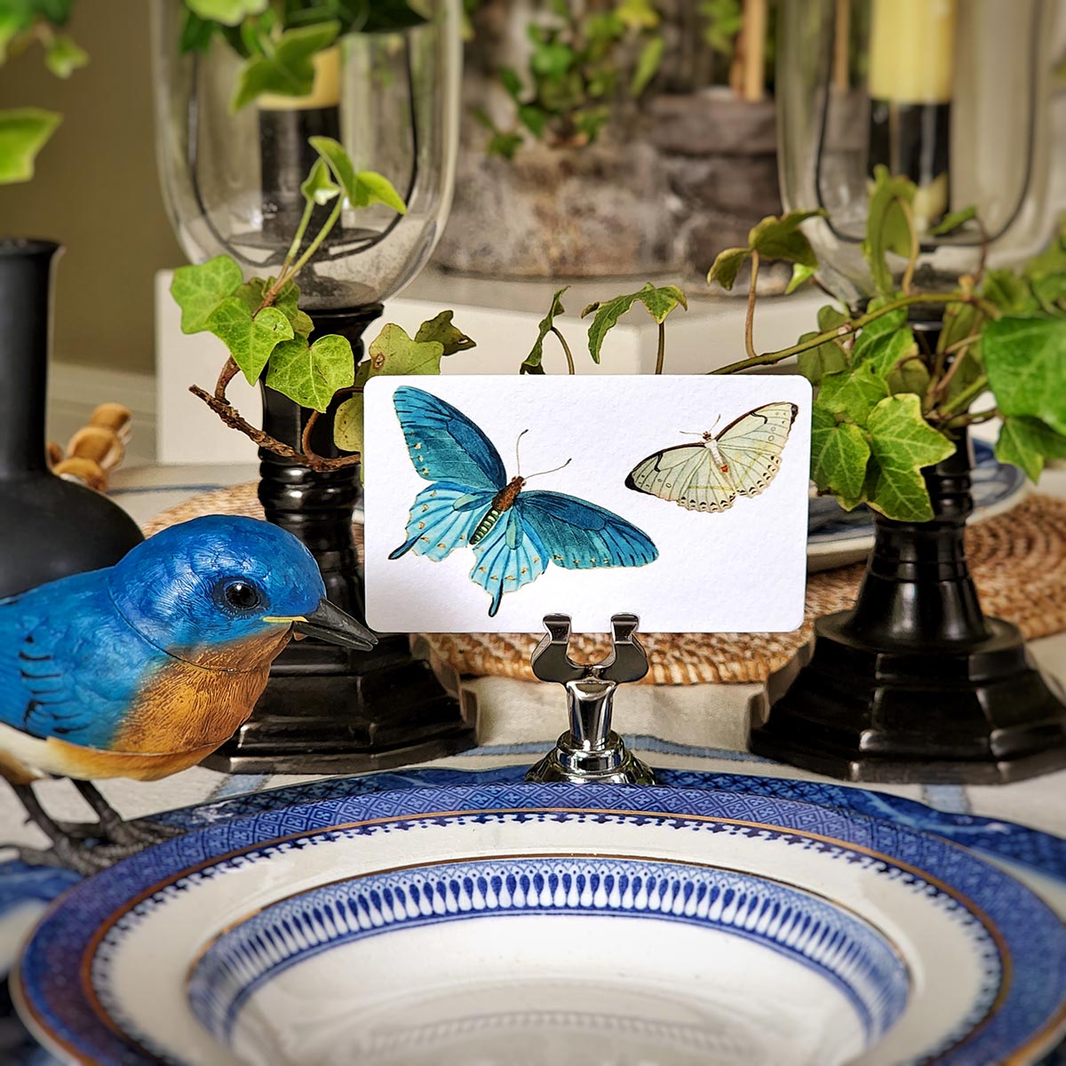Blue Butterflies - Place Cards - Upright