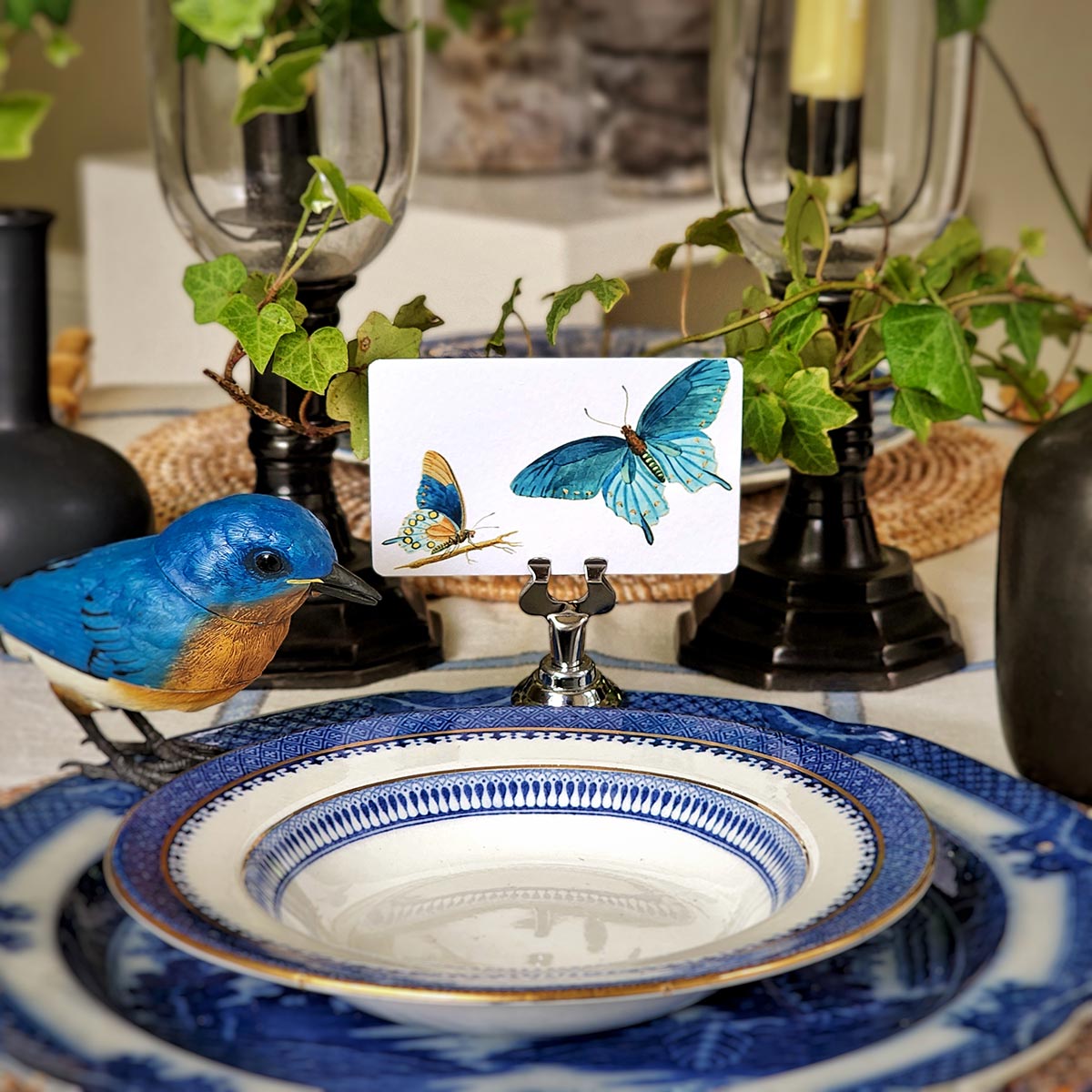 Blue Butterflies - Place Cards - Upright