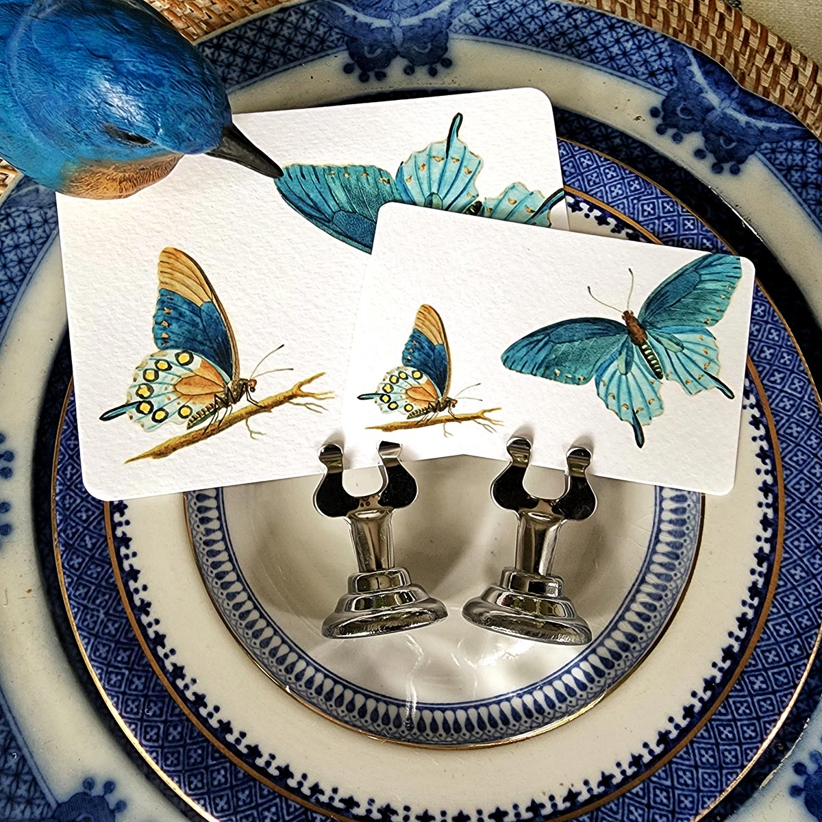 Blue Butterflies - Place Cards - Upright