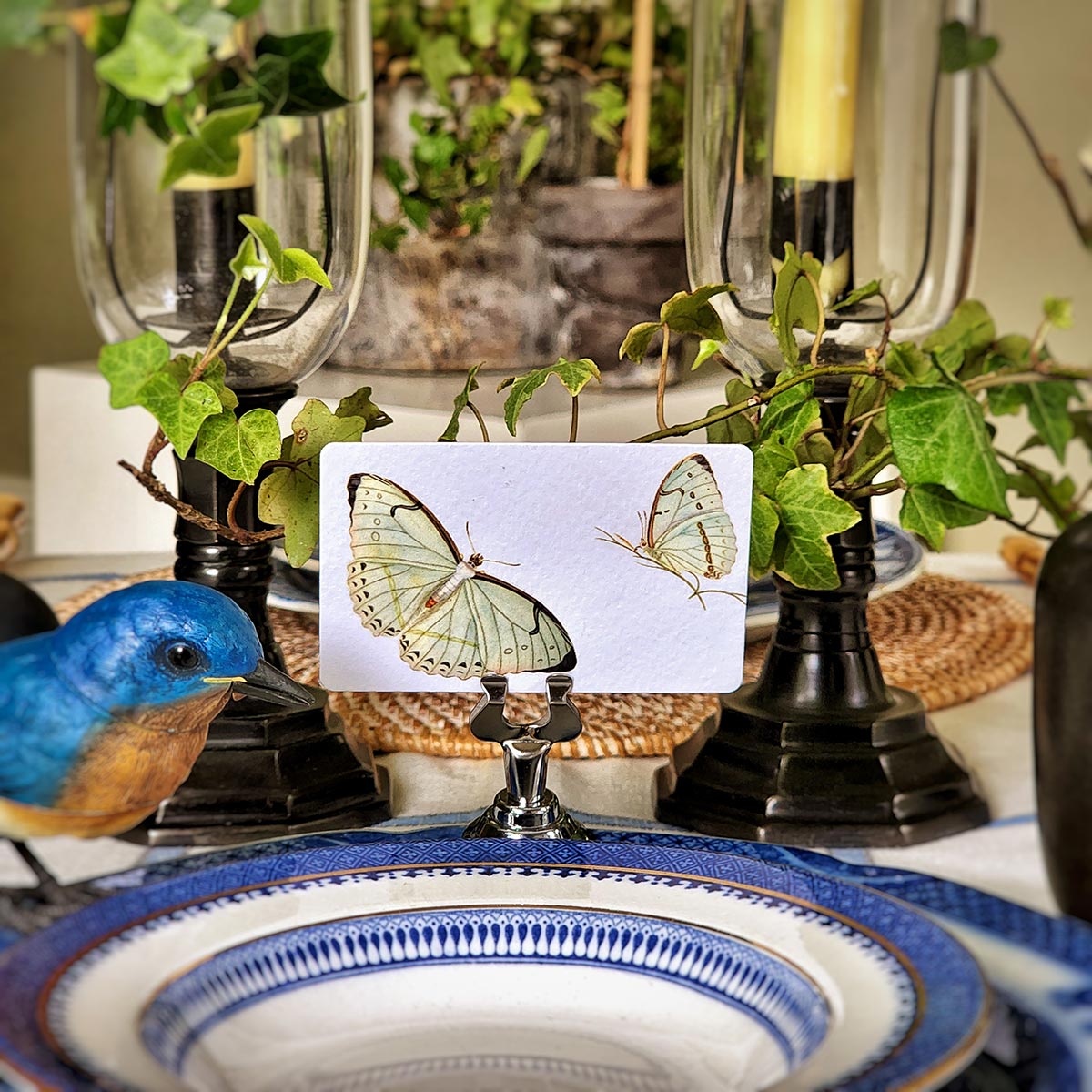 Blue Butterflies - Place Cards - Upright