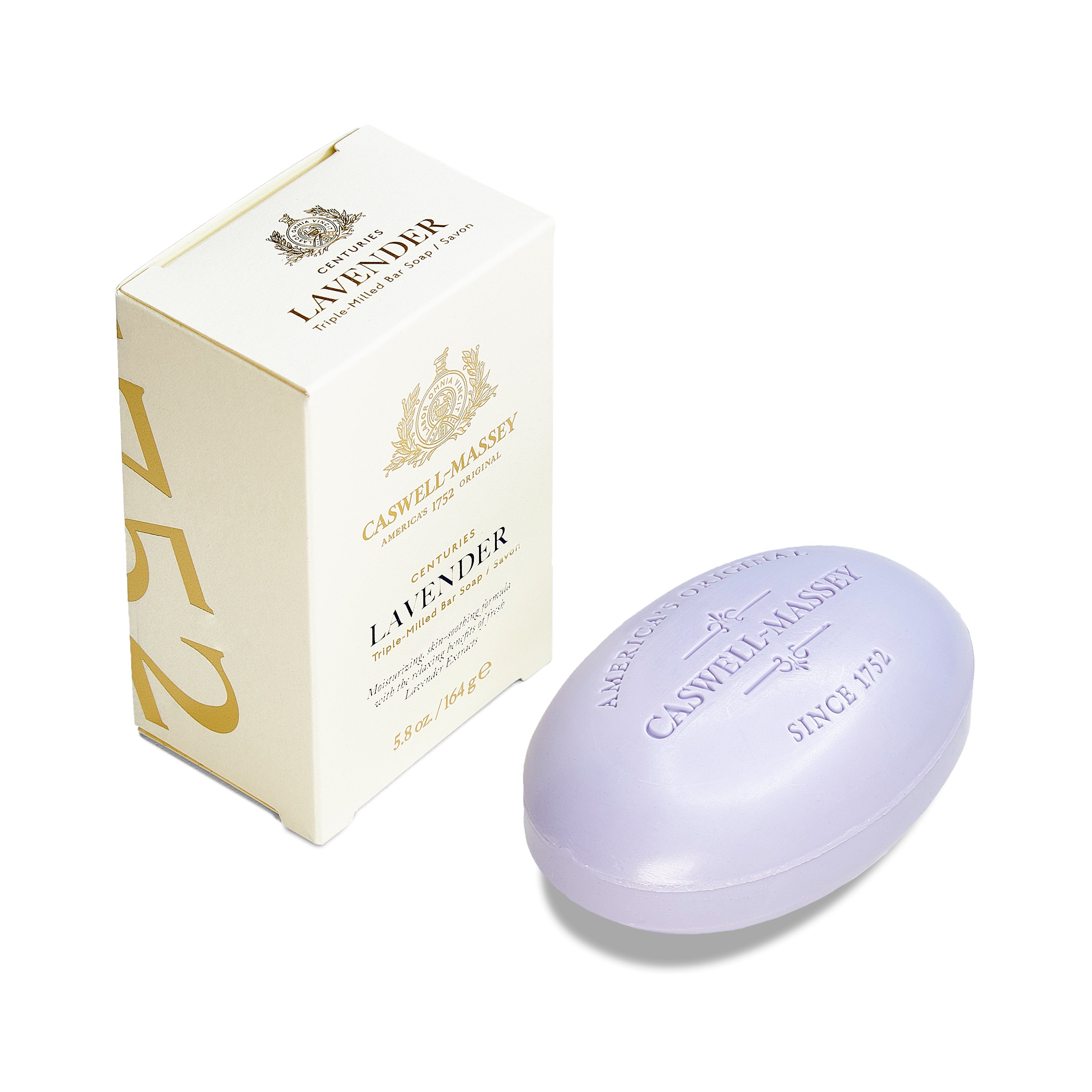 Caswell-Massey® Centuries Lavender Bar Soap shown next to cream box