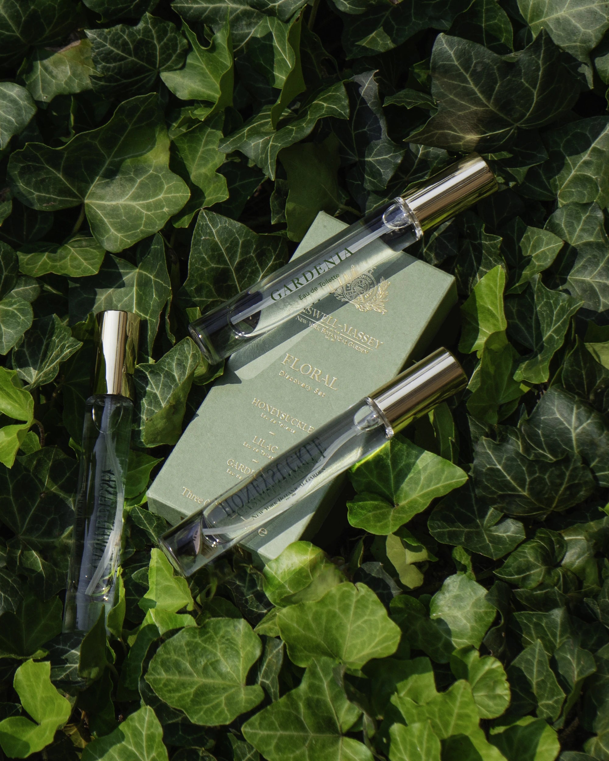 Caswell-Massey Floral Fragrance Discovery Set featuring Gardenia, Lilac, and Honeysuckle Eaux de Toilette in 7.5ml discovery sizes