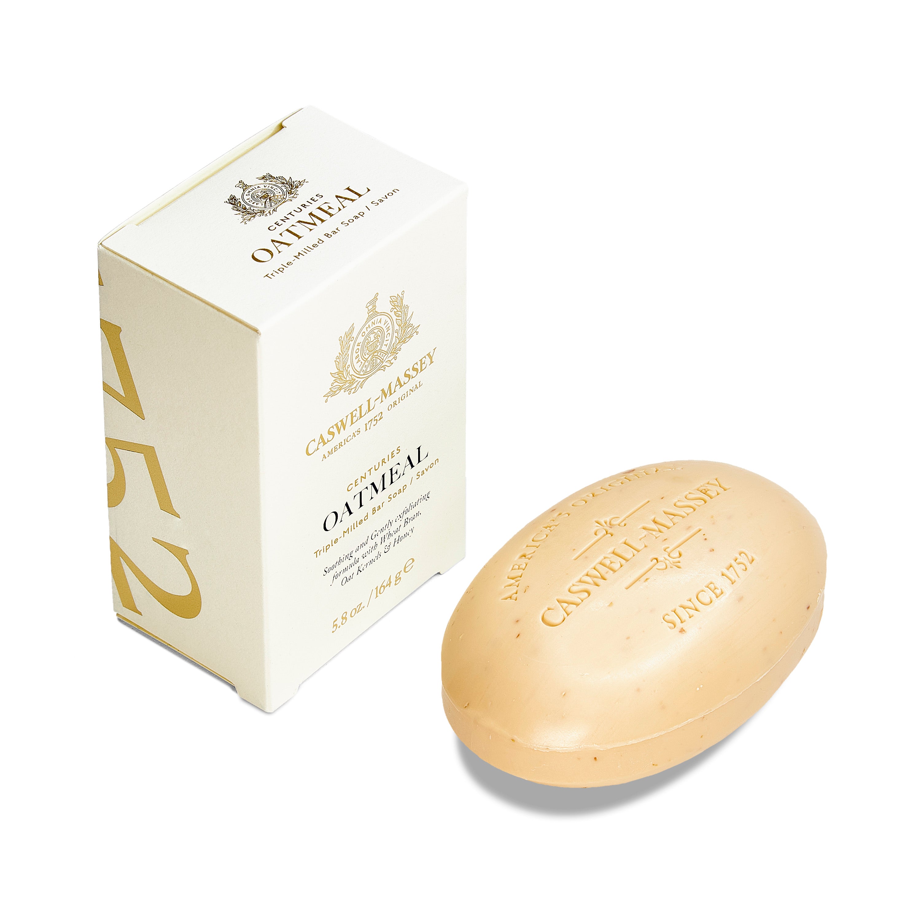 Caswell-Massey® Centuries Oatmeal Soap shown next to cream box