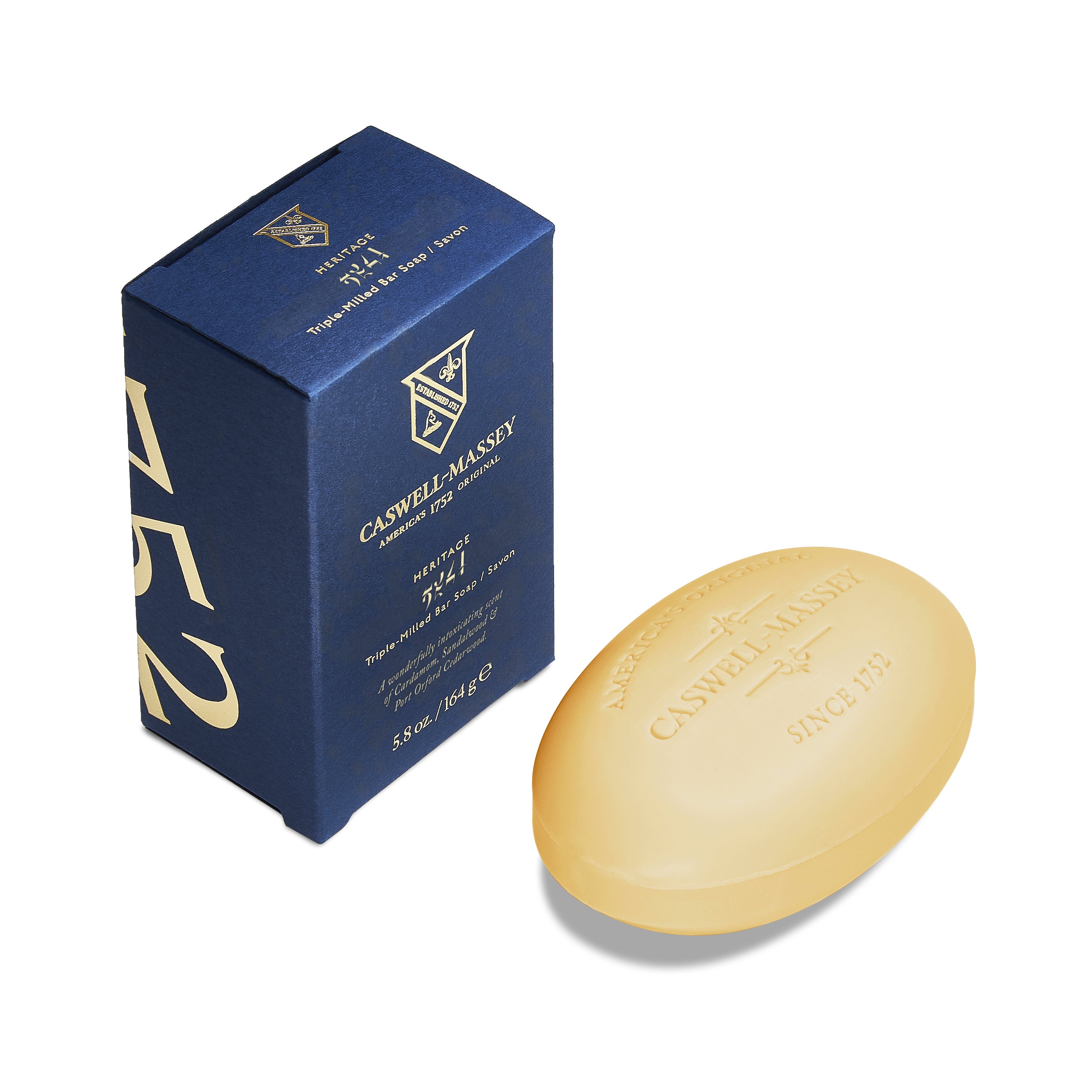 Caswell-Massey 2571 Bar Soap, natural cream-colored, oval bar soap, 5.8oz with logo stamped into surface