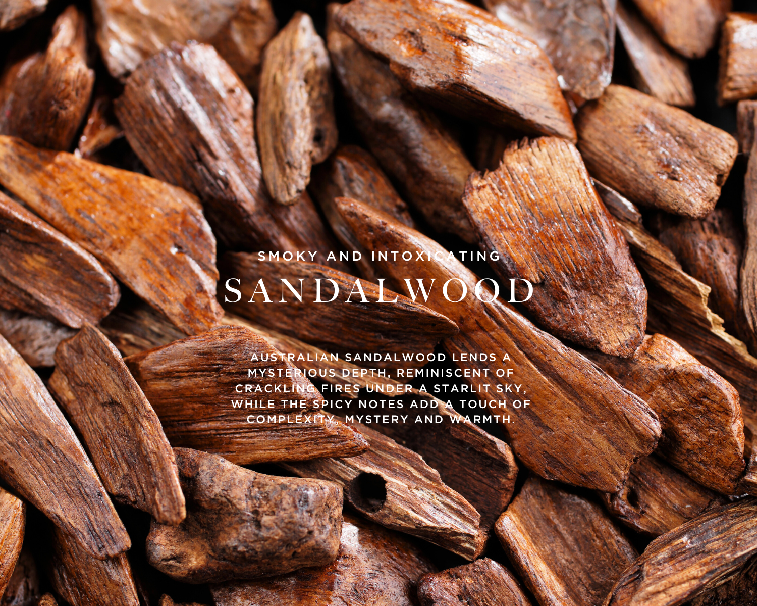 Caswell-Massey Sandalwood Eau de Toilette: image of sandalwood chips to indicate the primary scent note
