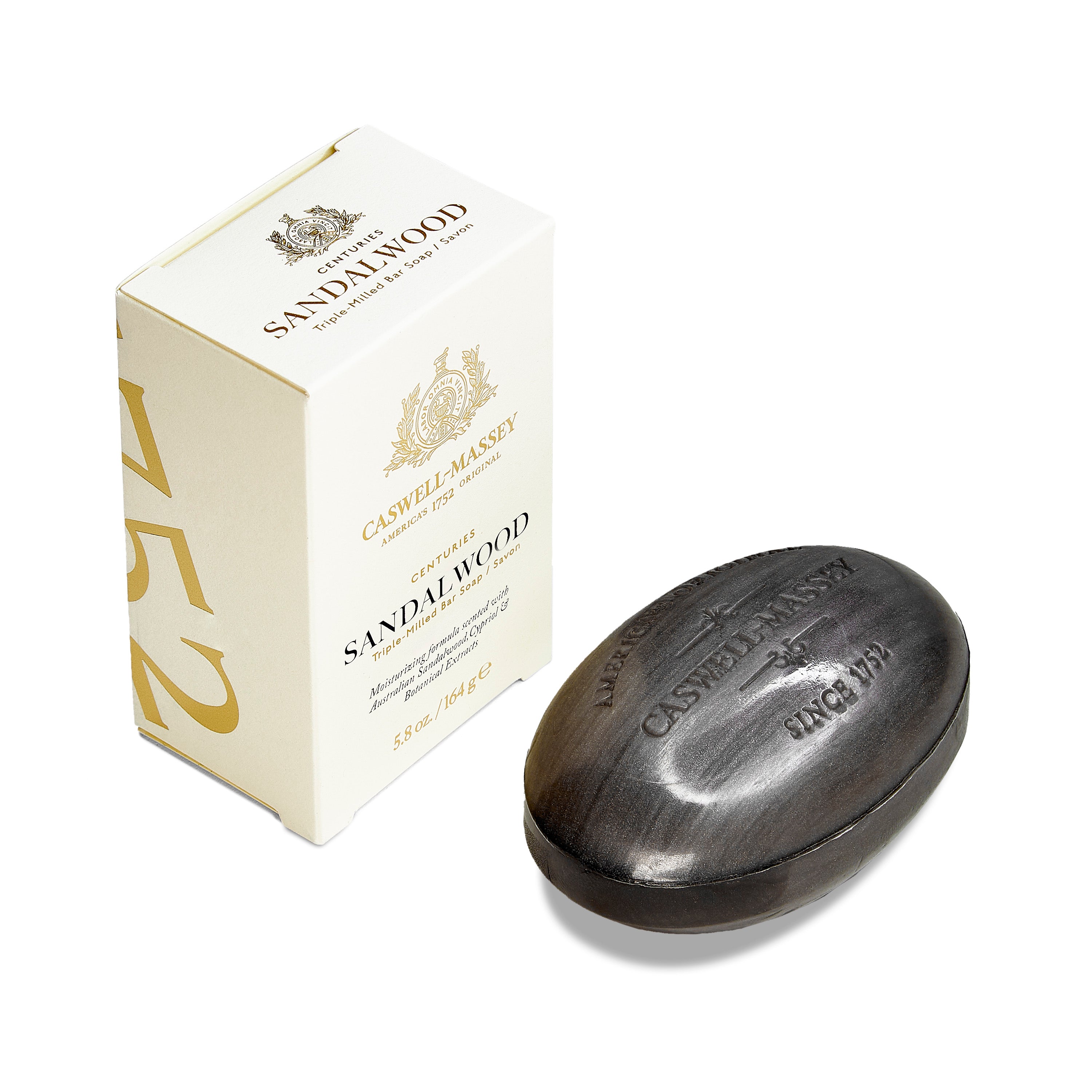 Caswell-Massey® Centuries Sandalwood Bar Soap shown next to cream box