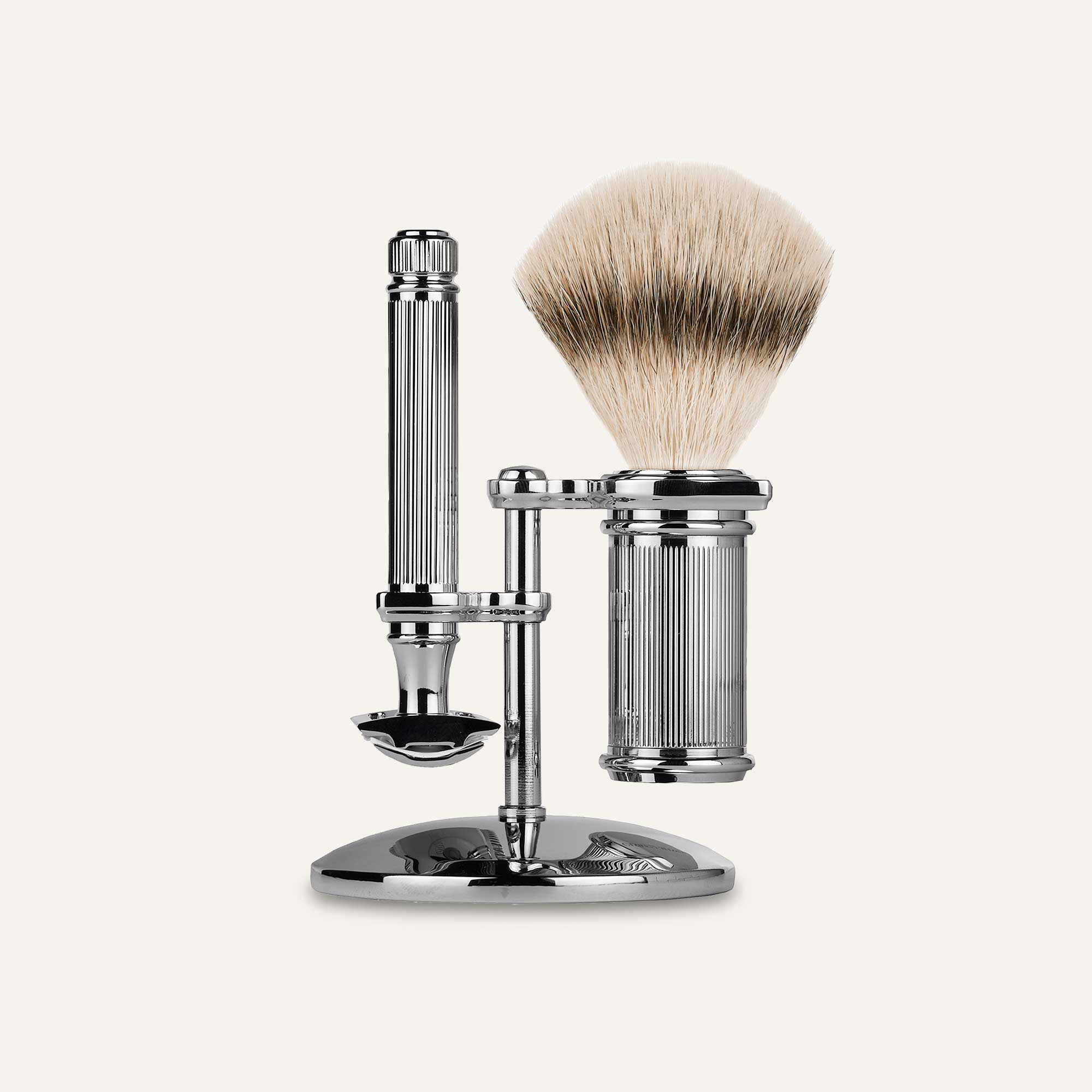 Three-Piece Chrome Shaving Set Mens Hard Goods Caswell-Massey®