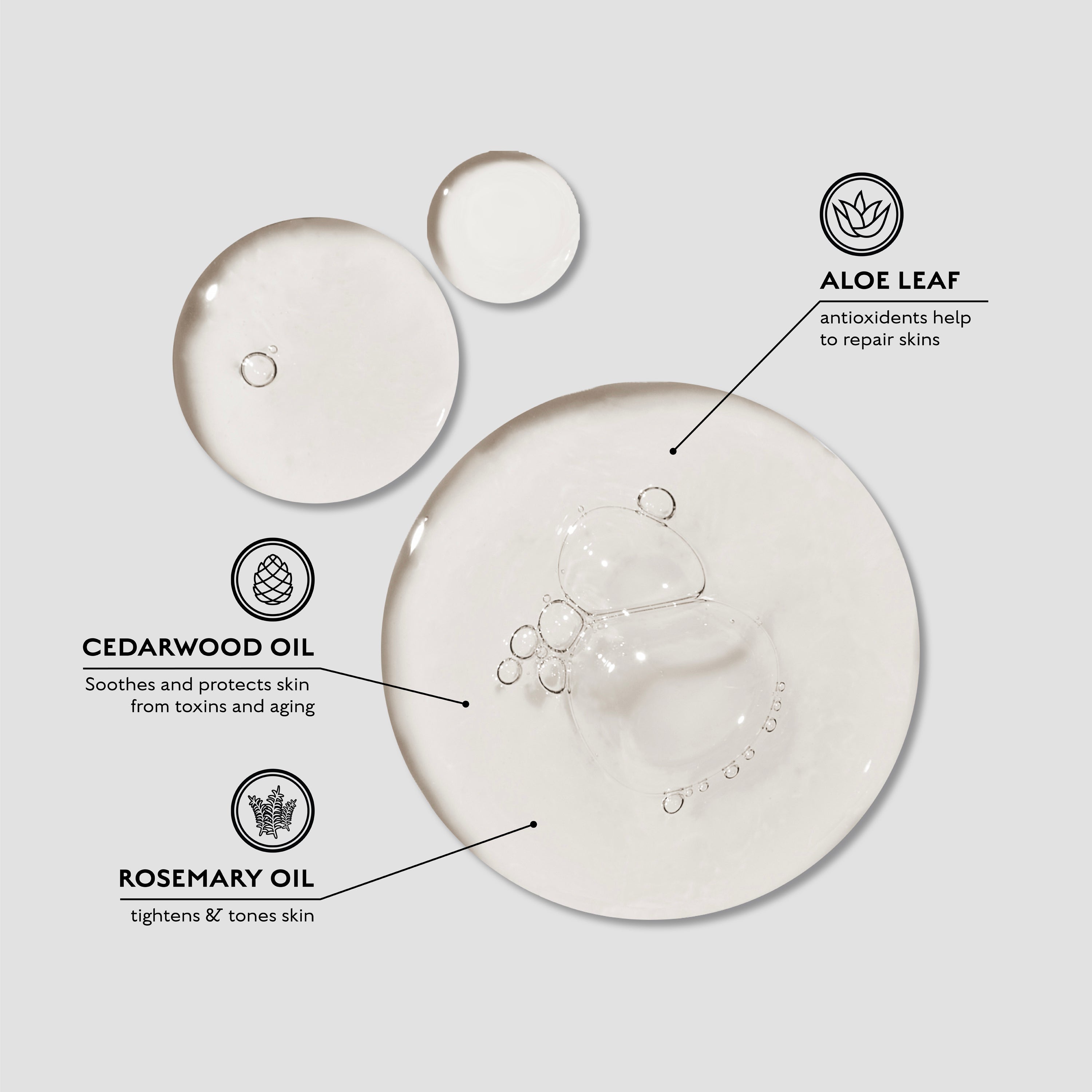Caswell-Massey Heritage All-in-One Body Wash, drops of the liquid body wash shown