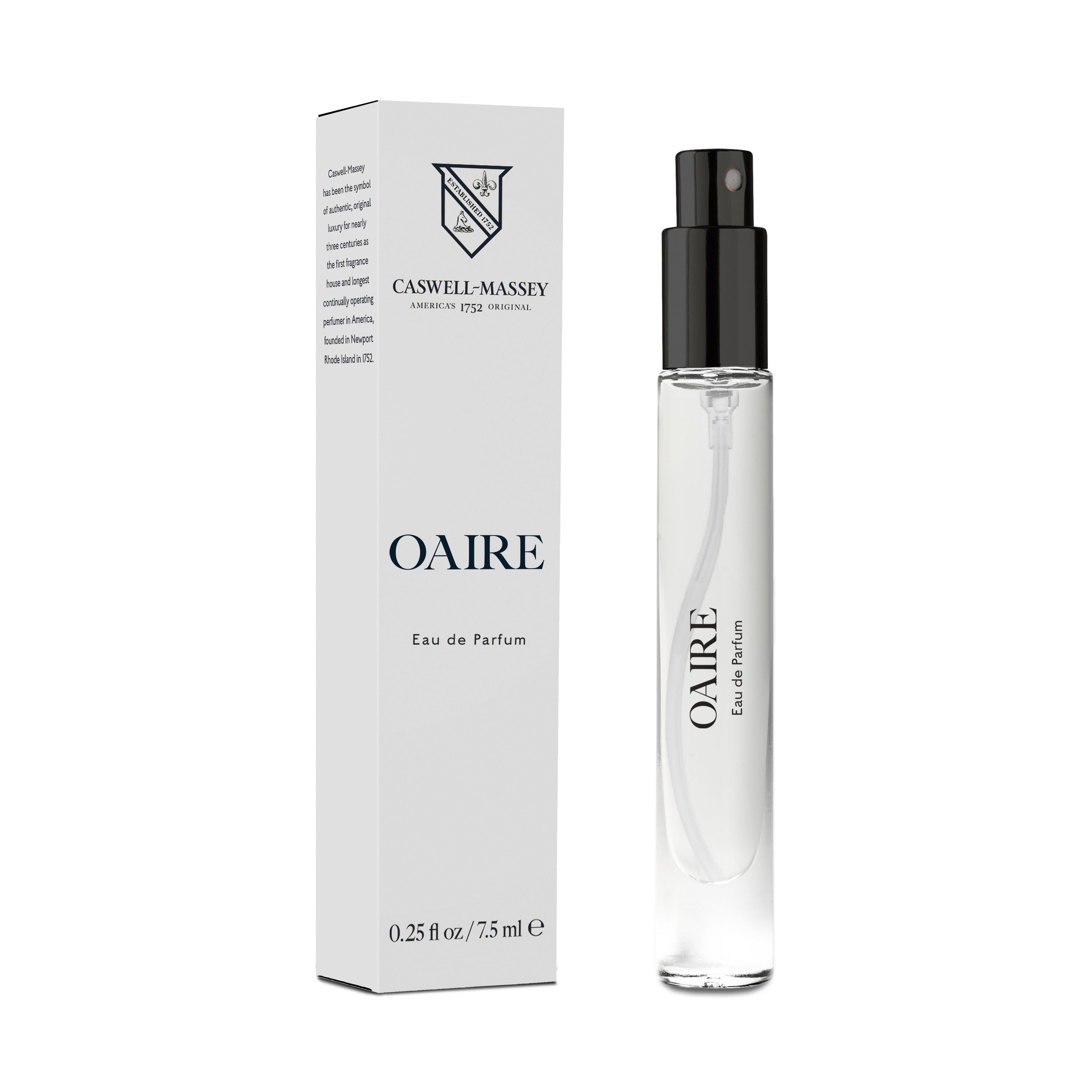 Caswell-Massey Oaire Fragrance, 7.5ml travel-size shown next to box