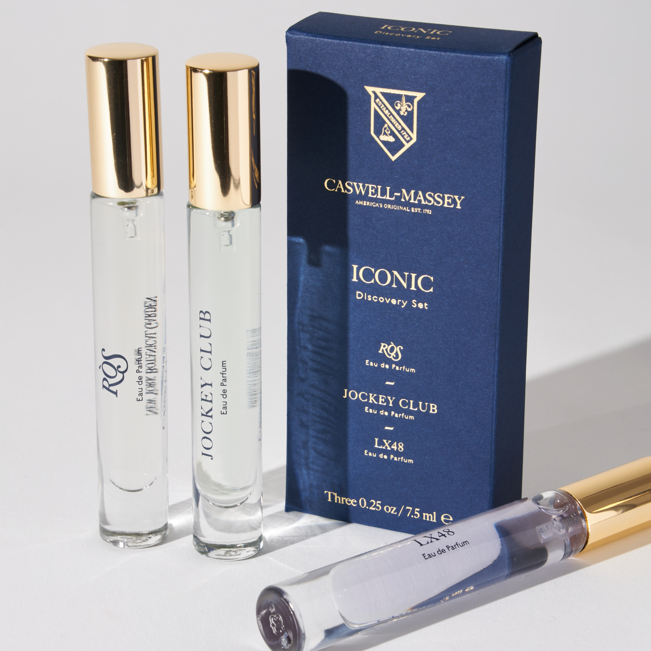 Caswell-Massey Iconic Fragrance Discovery Set of 3 fragrance wands 7.5ml: RÒS, Jockey Club, and LX48