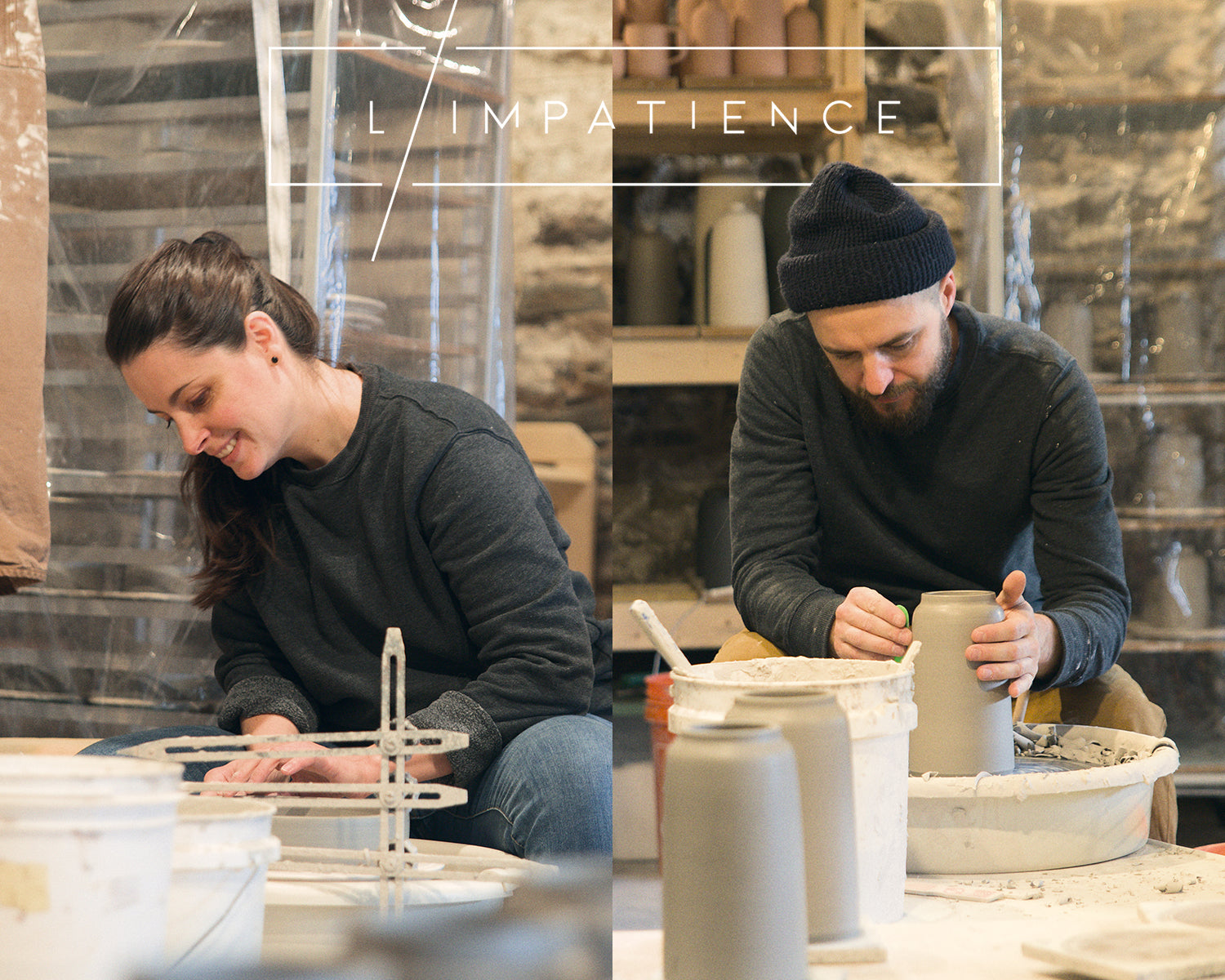 L'Impatience, the owners working in their studio making ceramics