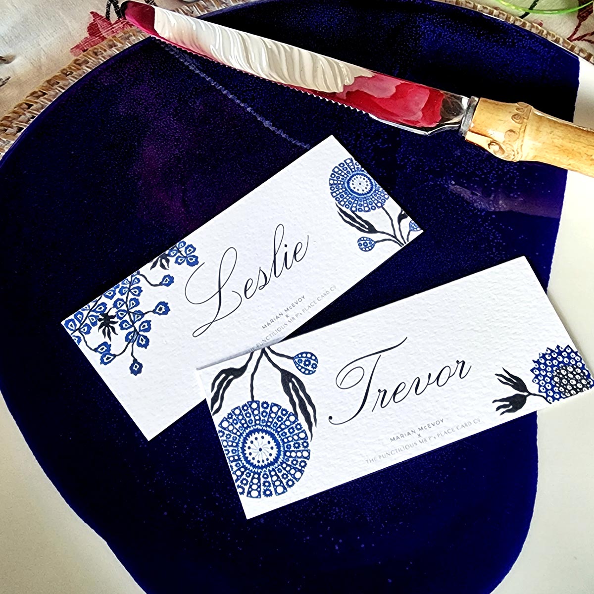 Marian McEvoy: Floral Fantasia - Custom Place Cards - Laydown