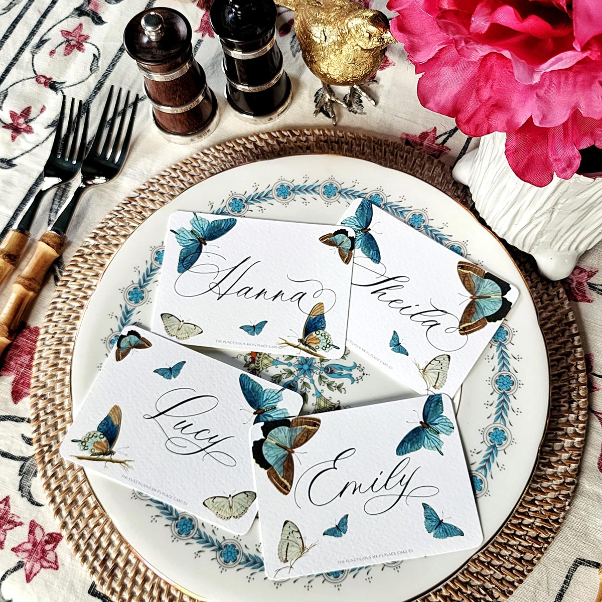 Blue Butterflies - Place Cards - Laydown