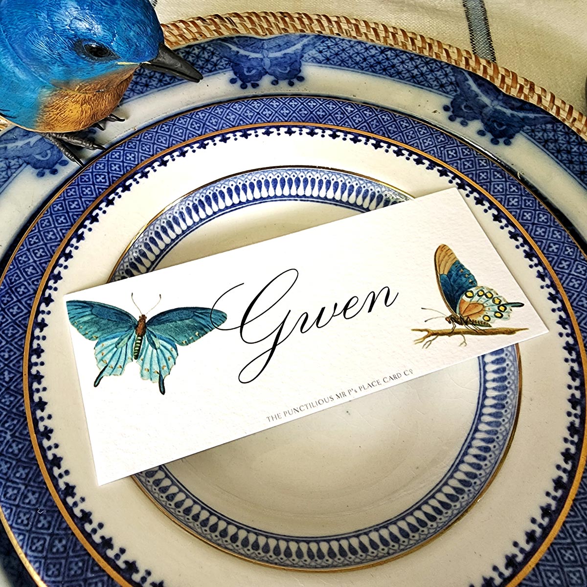 Blue Butterflies - Place Cards - Laydown