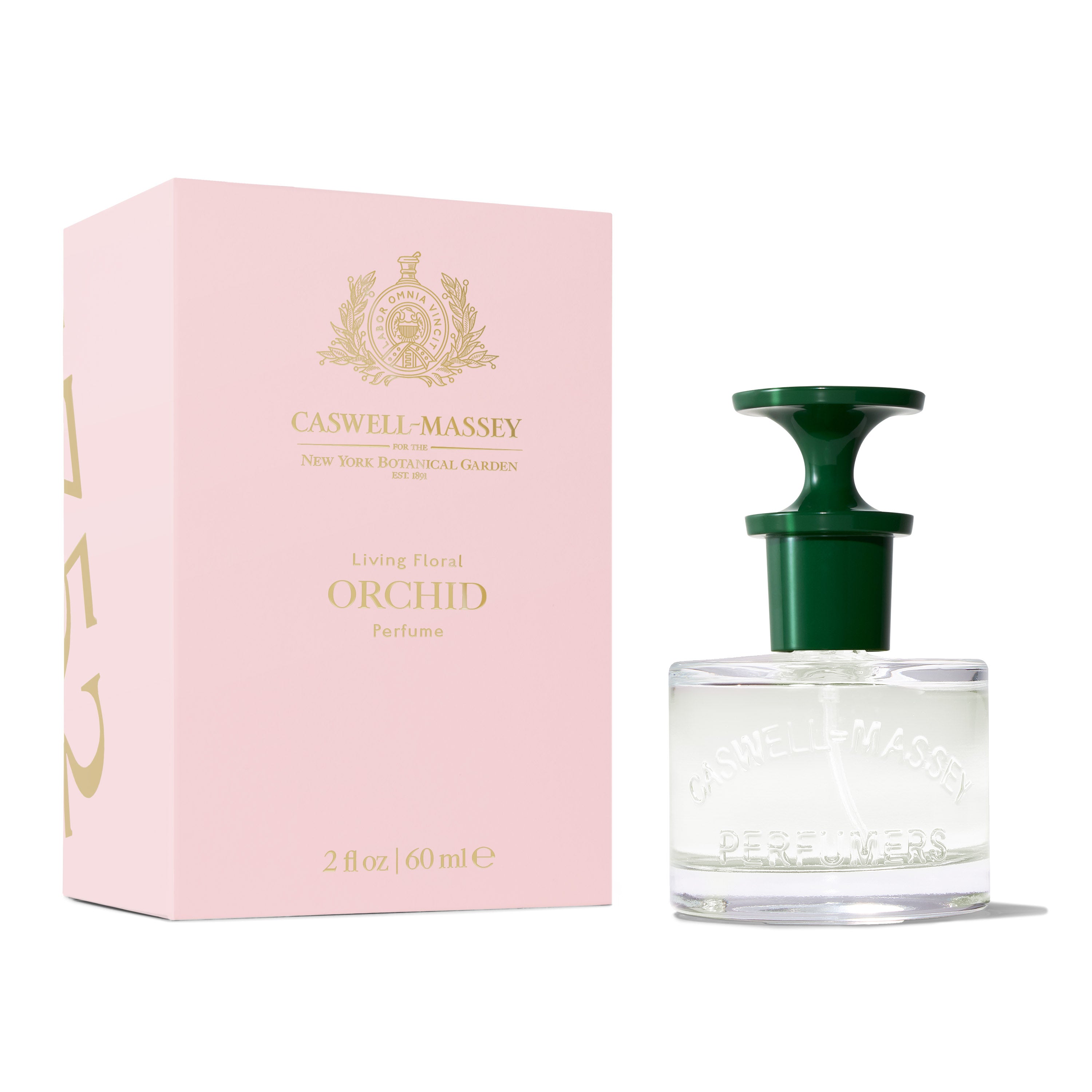 Orchid Perfume 60ml, Fine Fragrance by Caswell-Massey shown with light pink box