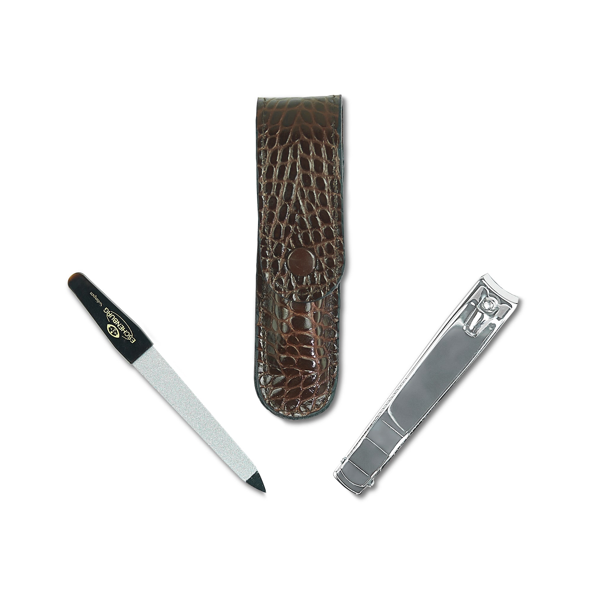 Hammann Two Piece Manicure Kit - nail file and clippers - with Leather case